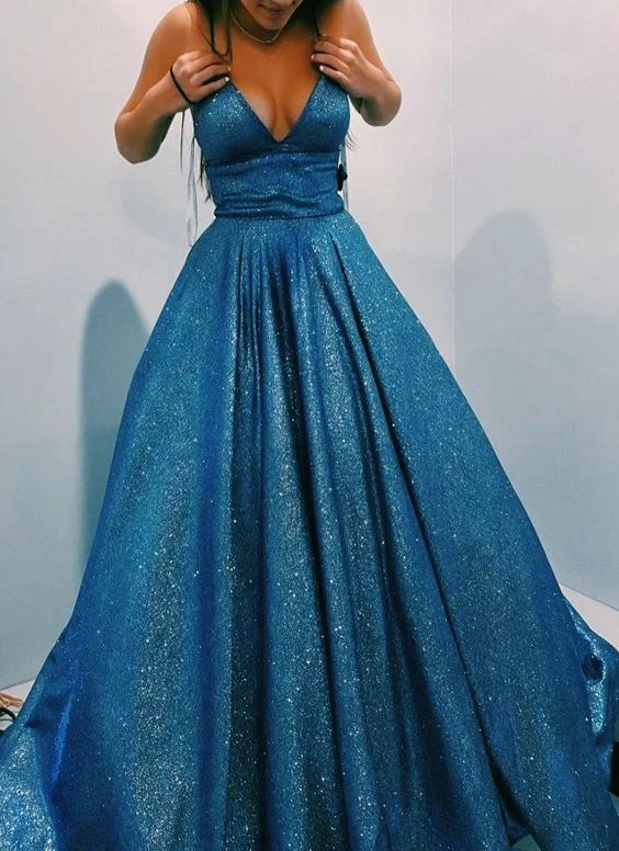women's fashionable dressesA-line V Neck Long Prom Dress  S16014