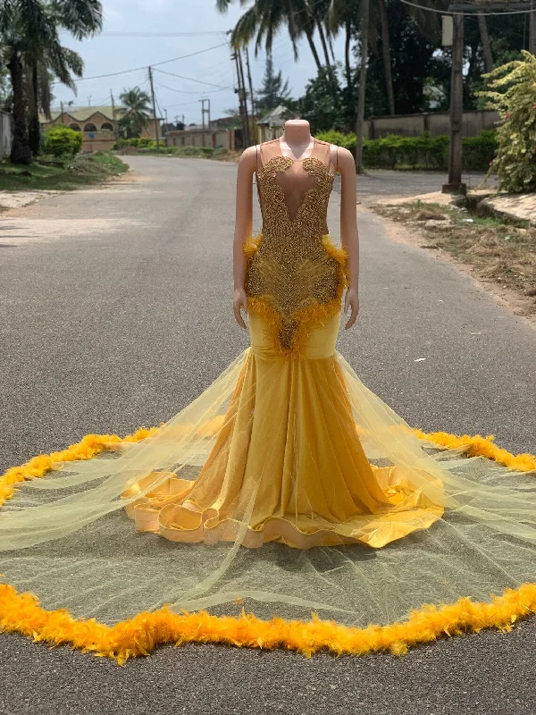 Jersey DressLong prom dress, sequins dress, mermaid dress, feathers prom dress