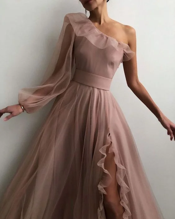 women's velvet dressesCharming One-Shoulder A-line Sexy Slit Sleeves Prom Dresses S25688 women's velvet dressesCharming One-Shoulder A-line Sexy Slit Sleeves Prom Dresses S25688