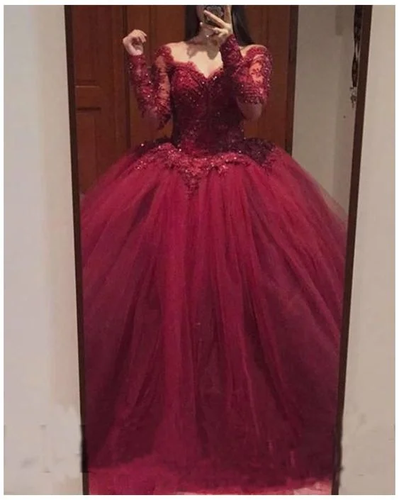 women's bodycon dressesBurgundy Lace Appliques Long Sleeves Tulle Ball Gowns Prom Dresses S20959 women's bodycon dressesBurgundy Lace Appliques Long Sleeves Tulle Ball Gowns Prom Dresses S20959