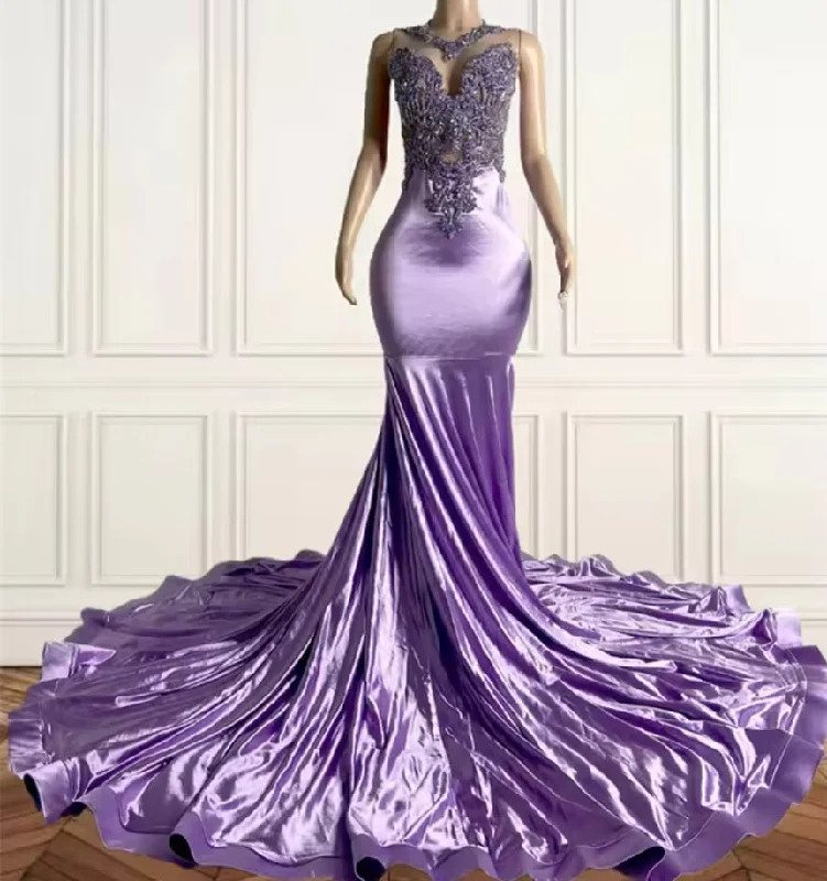 women's luxury dressesPurple O N Bead Crystal Long Prom Dresses Rhinestone 2025 Birthday Luxury Dress Mermaid Evening Dresses Formal Gown Customized