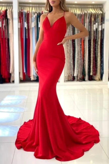 women's empire-line dressesExquisite Red Spaghetti Straps Sleeveless Mermaid Satin Prom Dresses Y150 women's empire-line dressesExquisite Red Spaghetti Straps Sleeveless Mermaid Satin Prom Dresses Y150