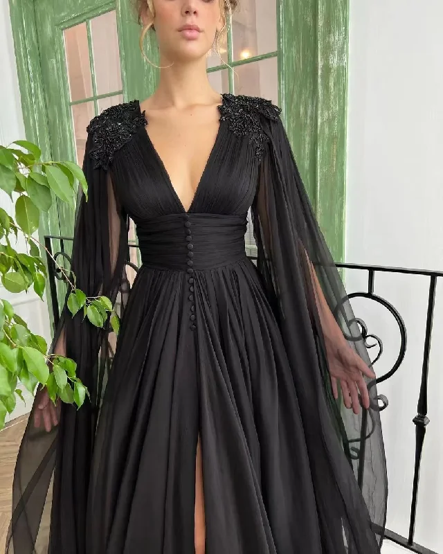 women's unique dressesV-neck Black Tulle Prom Dresses, Elegant Prom Dresses, Newest Prom Dresses, A-line Prom Dresses Y56 women's unique dressesV-neck Black Tulle Prom Dresses, Elegant Prom Dresses, Newest Prom Dresses, A-line Prom Dresses Y56