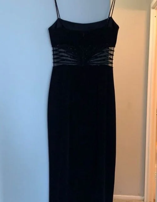 women's evening dressesBlack Spaghetti Straps Long Formal Evening Prom Dress Y627