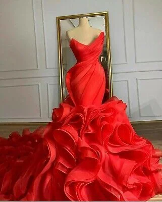 Glamour DressWedding Dresses Long Train Organza Tiered Skirt Ruffle Plus Size Prom Dress Y47 Glamour DressWedding Dresses Long Train Organza Tiered Skirt Ruffle Plus Size Prom Dress Y47