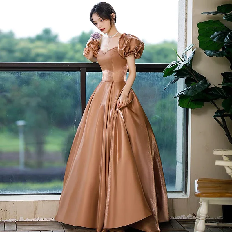 women's cotton dressesLovely A line satin long prom dress princess dress Y571