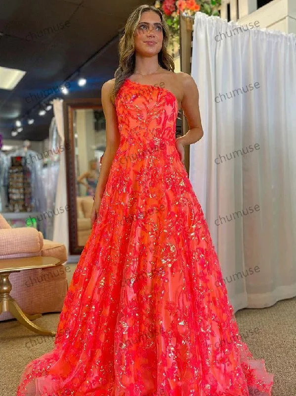 Cold-Shoulder DressMermaid Sequin One Shoulder Long Prom Dresses