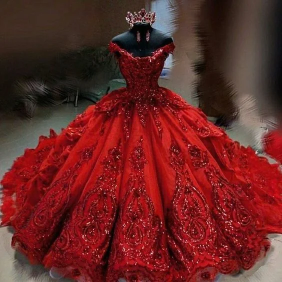 women's ball gown dressesOff the shoulder ball gown, charming prom dress S26633