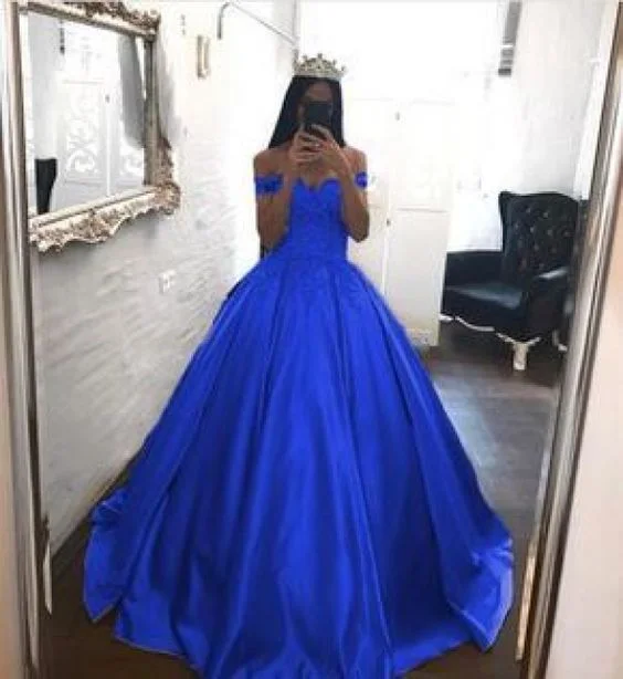 women's sustainable dressesRoyal Blue Prom Dresses Satin,Off the Shoulder Appliqued Quinceanera Dresses Sweep Train S17697 women's sustainable dressesRoyal Blue Prom Dresses Satin,Off the Shoulder Appliqued Quinceanera Dresses Sweep Train S17697