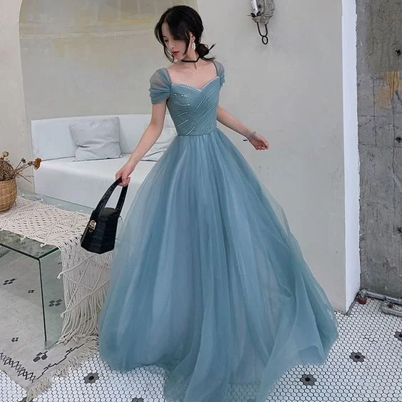 women's easy-to-wear dressesA-Line Princess Square Neckline Short Sleeve Floor-Length Prom Dresses S16399 women's easy-to-wear dressesA-Line Princess Square Neckline Short Sleeve Floor-Length Prom Dresses S16399
