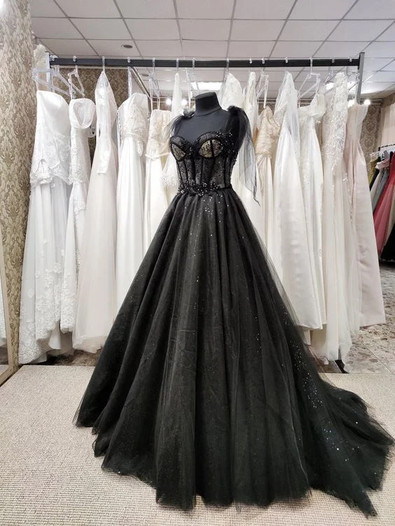 women's bow dressesSparkly black prom dress night corset neckline fairy tale tulle princess bride bridal gothic dark queen night alternative bride S21673 women's bow dressesSparkly black prom dress night corset neckline fairy tale tulle princess bride bridal gothic dark queen night alternative bride S21673