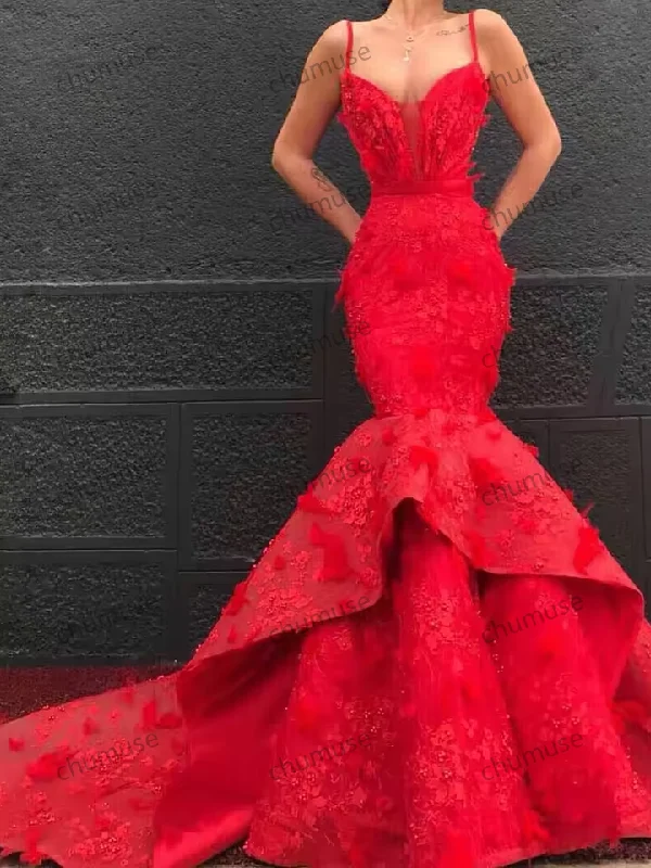 Striped DressSleeveless Red Prom Dress Women Spaghetti Mermaid Trumpt Appliques Floor Length Scoop Neck Lace Train Tiered Formal Luxury Gowns Striped DressSleeveless Red Prom Dress Women Spaghetti Mermaid Trumpt Appliques Floor Length Scoop Neck Lace Train Tiered Formal Luxury Gowns