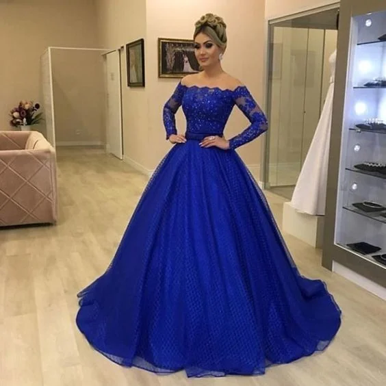 women's luxury dressesRoyal blue prom dresses, off the shoulder prom dresses, long sleeve prom dresses S17004 women's luxury dressesRoyal blue prom dresses, off the shoulder prom dresses, long sleeve prom dresses S17004