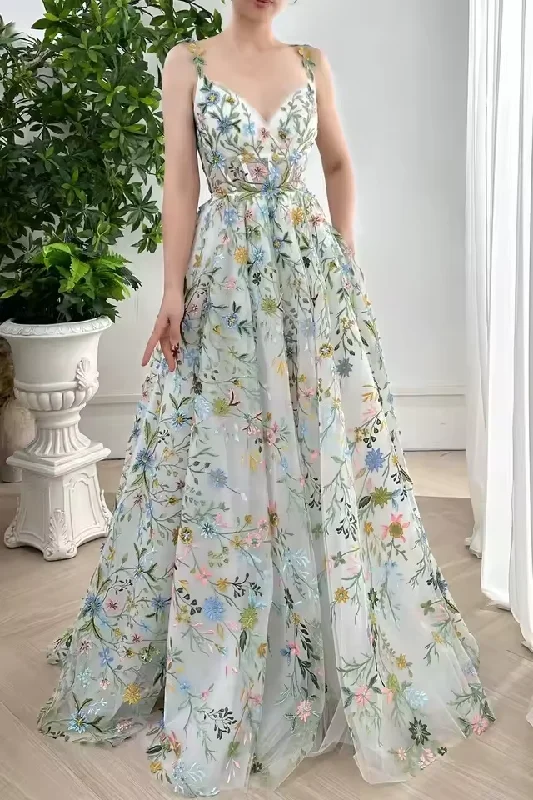 Pearl DressCustomized Elegant Lady Wedding Dress Luxury Floral Tulle V-Neck Princess Prom Dresses A-line Corset Dresses