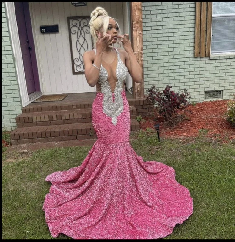 Polka-Dot DressPink Embellished Mermaid Dress, Sleeveless Dress,Crew neck,Long Prom Dress,Black girl dress,Wedding Dress, Reception Dress,Free Shipping Polka-Dot DressPink Embellished Mermaid Dress, Sleeveless Dress,Crew neck,Long Prom Dress,Black girl dress,Wedding Dress, Reception Dress,Free Shipping