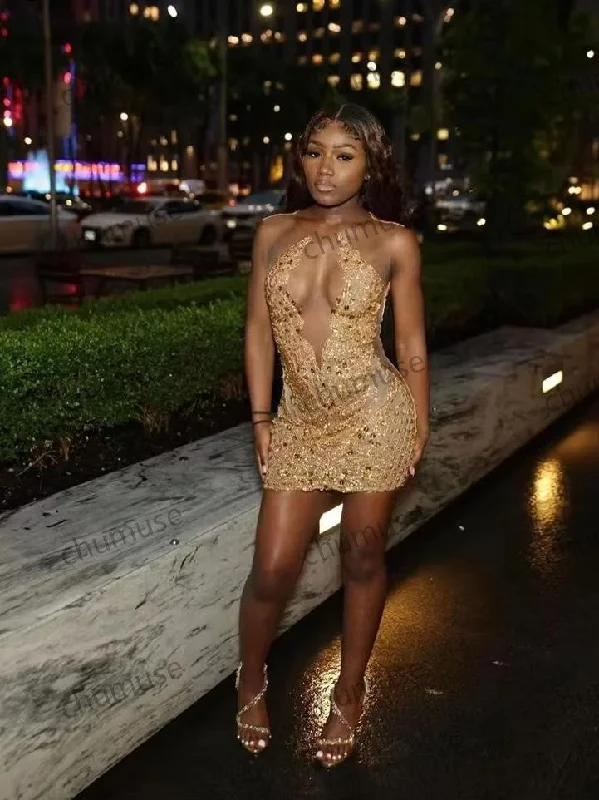 women's neon dressesSparkly Golden Diamonds Short Prom Dress Glitter Sheer Mesh Crystal women's neon dressesSparkly Golden Diamonds Short Prom Dress Glitter Sheer Mesh Crystal