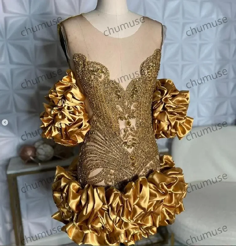 women's club dressesGold Sparkly Short Prom Homecoming Dress