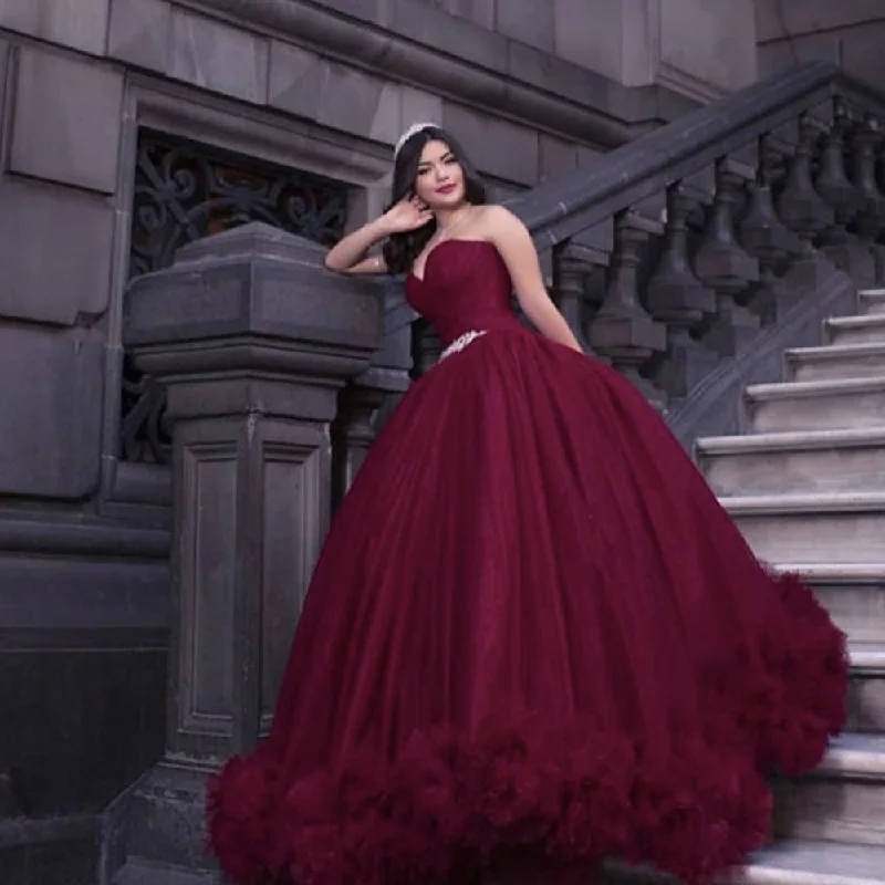 women's spaghetti strap dressesBurgundy prom dresses, pleats prom dresses, ball gown prom dresses S23339 women's spaghetti strap dressesBurgundy prom dresses, pleats prom dresses, ball gown prom dresses S23339