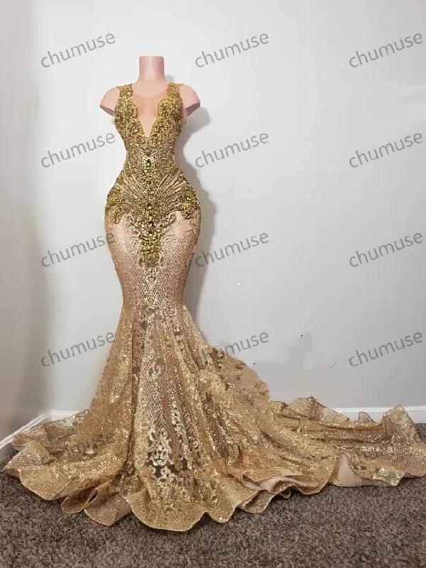 women's long-sleeved dressesLuxury Champagne Prom Gold Long Dresses Sparkly Crystal Diamond Sheer Mesh women's long-sleeved dressesLuxury Champagne Prom Gold Long Dresses Sparkly Crystal Diamond Sheer Mesh