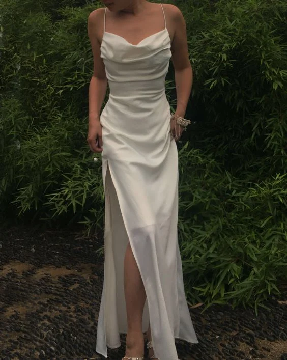women's custom dressesSexy Mermaid Cowl Neck Spaghetti Straps White Silk Prom Dresses S15708 women's custom dressesSexy Mermaid Cowl Neck Spaghetti Straps White Silk Prom Dresses S15708