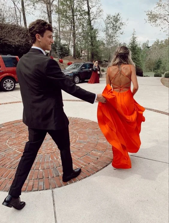 women's curve-hugging dressesOrange Cross-Back Prom Dress A-line Prom Gown Sleeveless Graduation Dress Y137 women's curve-hugging dressesOrange Cross-Back Prom Dress A-line Prom Gown Sleeveless Graduation Dress Y137
