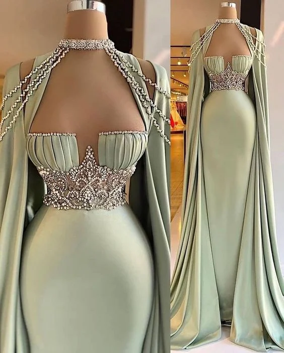 women's satin dressesElegant Long Mermaid Prom Dresses, Unique Prom Dress S26192