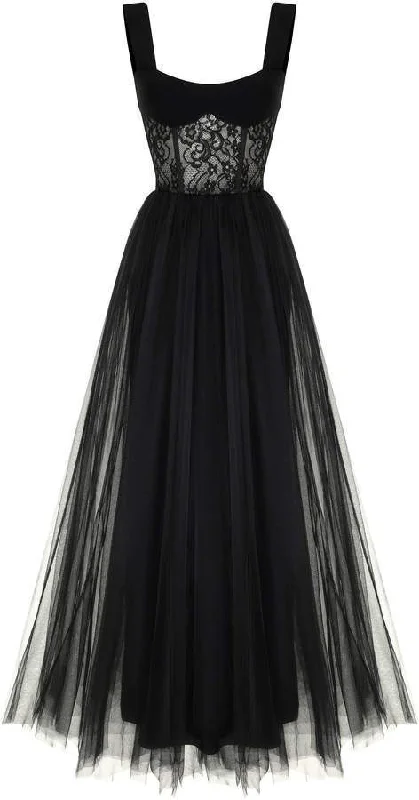 women's designer dressesSimple A-line Straps Black Prom Dress S16879