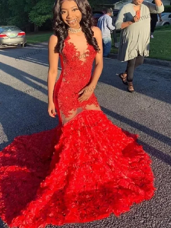 women's casual dressesBeautiful Red Prom Dresses With Rose Bottom Elegant Mermaid Black Girls Evening Gowns African Lace Formal Birthday women's casual dressesBeautiful Red Prom Dresses With Rose Bottom Elegant Mermaid Black Girls Evening Gowns African Lace Formal Birthday