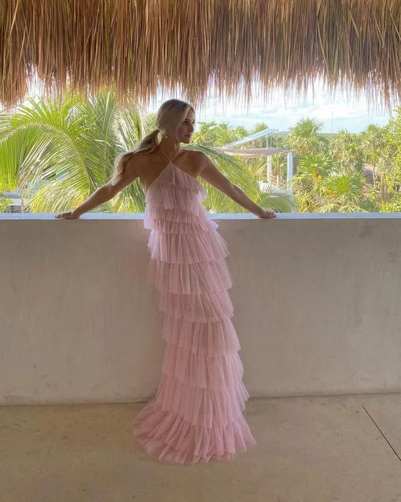 women's lightweight dresses18th birthday dress Long Pink Prom Dress Y77