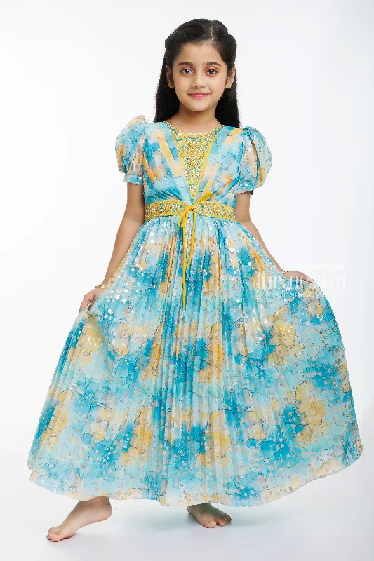 women's shift dressesSunshine Blossom Girls Anarkali Gown - A Whimsical Floral Dream