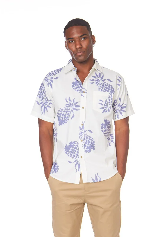 Men's Organic Cotton Shirts for Eco-ConsciousnessPINEAPPLE STENCIL SHORT SLEEVE SHIRT Men's Organic Cotton Shirts for Eco-ConsciousnessPINEAPPLE STENCIL SHORT SLEEVE SHIRT