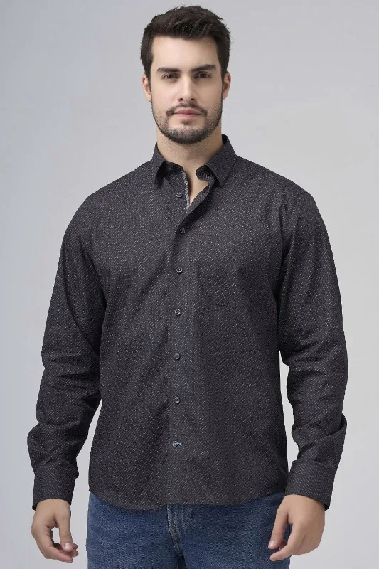 Men's Checked Short-Sleeve Shirts for Summer FunBlack, White, and Grey Micro Dot No-Iron Cotton Sport Shirt with Hidden Button Down Collar by Leo Chevalier