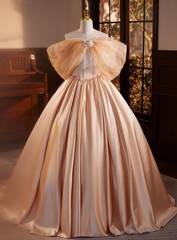 Sweetheart Neckline DressChampagne Satin Strapless Quinceanera Dress