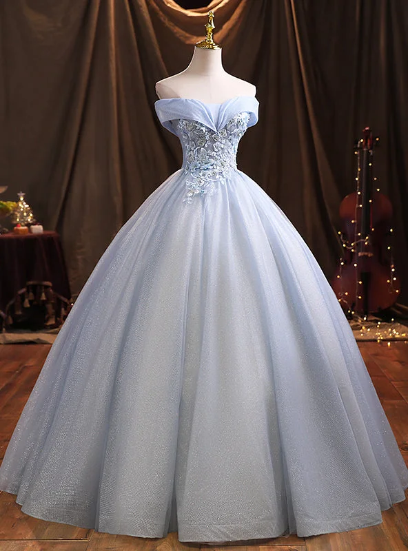 Tall Women DressBlue Tulle Sequins Appliques Quinceanera Dresses