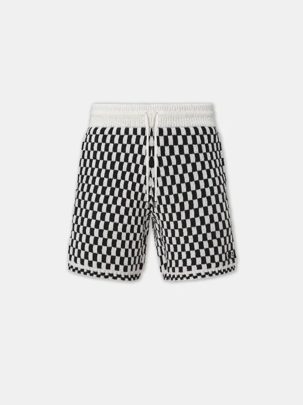 Men's Short-Waisted Dress ShortsCHECKERED SHORT - Black