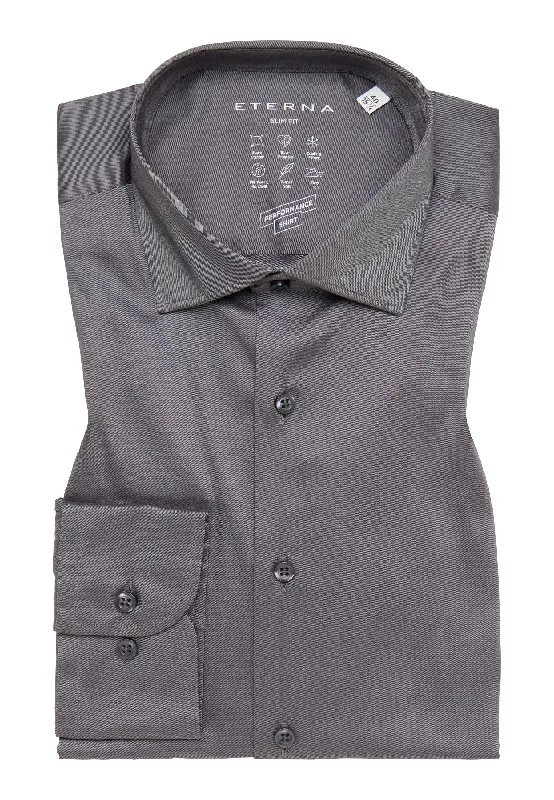 Men's Button-Down Collar Shirts for Staying Polished'Performance Shirt' in Steel Grey - Slim Fit Dress Shirt with Kent Collar by Eterna 1863 Men's Button-Down Collar Shirts for Staying Polished'Performance Shirt' in Steel Grey - Slim Fit Dress Shirt with Kent Collar by Eterna 1863