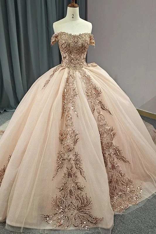 women's hourglass figure dressesClassic Organza with Embroidery Cap Sleeve Sequined Quinceanera Dresses Sweet 16 Dresses