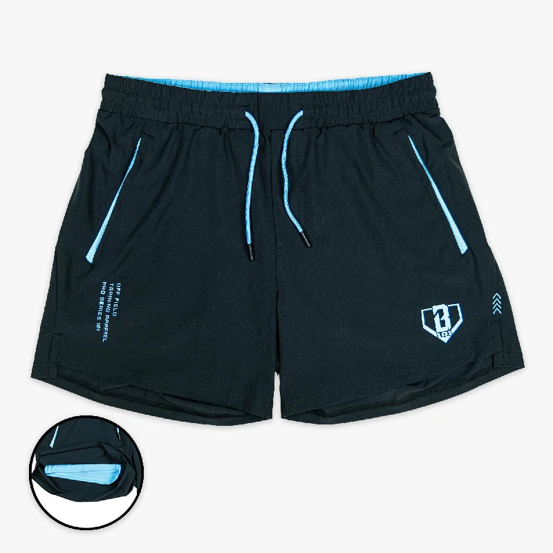 Dressy and Polished Men's Tailored Dress ShortsPro Series Shorts V2 with Liner - Black/Light Blue