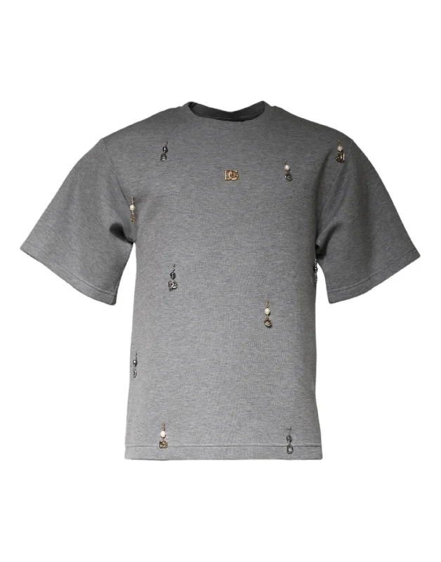 Dolce & Gabbana  Cotton Blend Embellished Tee Men's T-shirt (Pre-Owned)