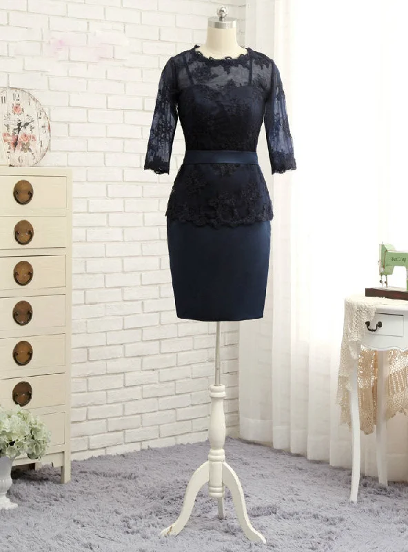 women's everyday dressesBrilliant Navy Blue Mother Of The Bride Dresses Sheath 3/4 Sleeves