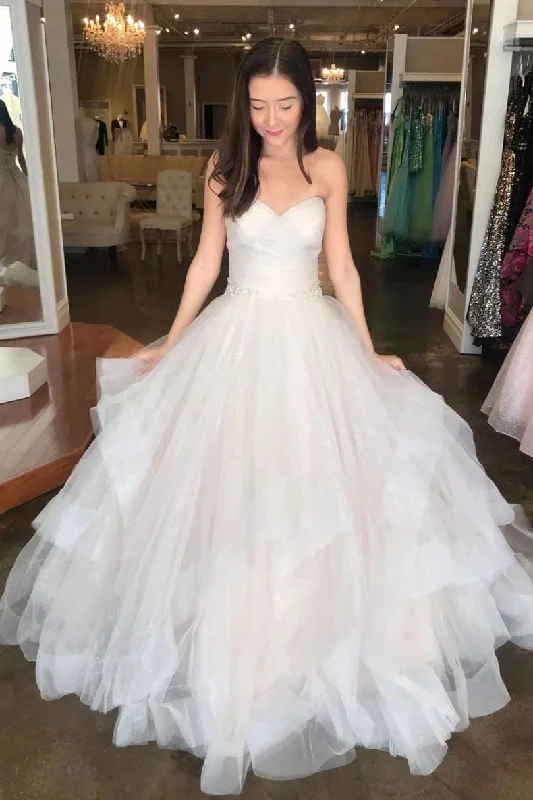 Bohemian DressOff White Sweetheart Puffy Long Bridal Dresses Princess Wedding Gown N2682