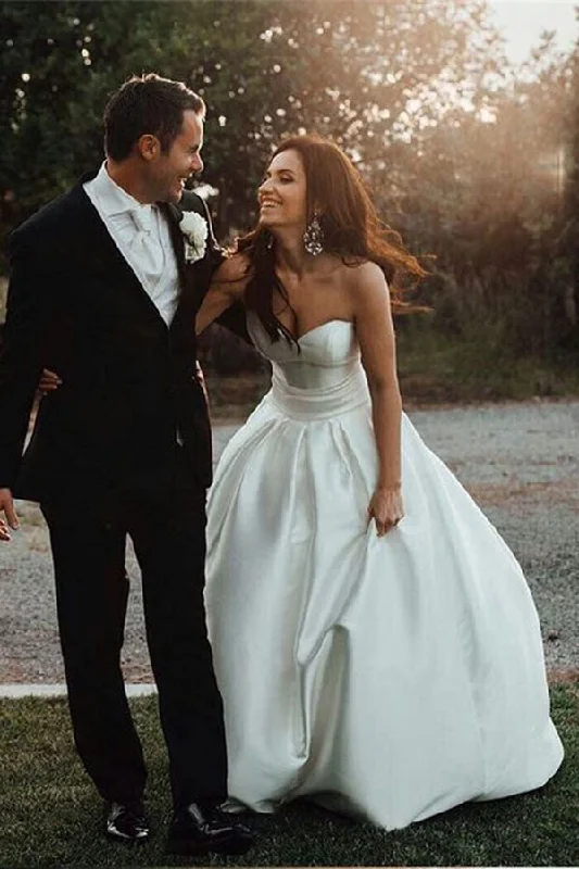 women's beach dressesSweetheart Satin Wedding Dresses with Bowknot Beach Wedding Dresses N1275