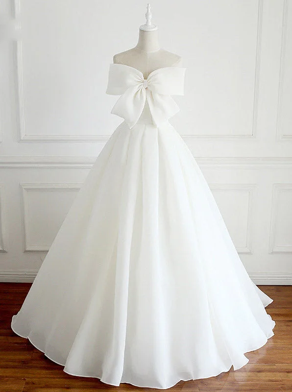women's hourglass figure dressesModern Wedding Dress With Cute Bowknot Cheap Bridal Ball Gown OW389