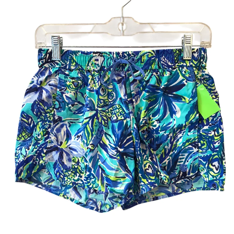 Tailored-Fit Men's Dress and Office ShortsShorts Designer By Lilly Pulitzer In Blue & Green, Size:Xs