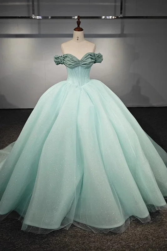women's ruffle dressesElegant Off-the-shoulder Lace Up Ball Gown Quinceanera Dresses