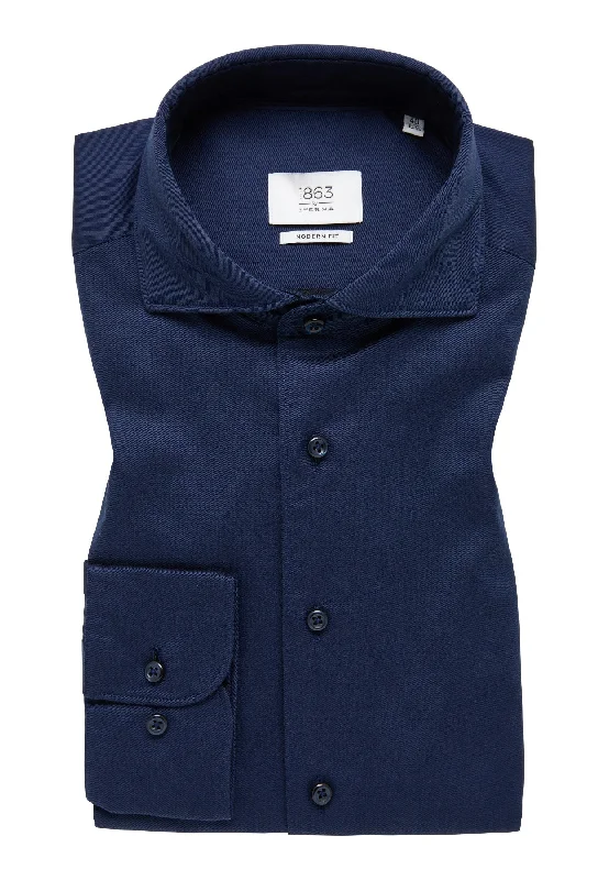 Men's Organic Cotton Shirts for Eco-Consciousness'Soft Luxury Shirt' In Navy - Modern Fit - Two Ply Cotton Twill Everyday Shirt with Cutaway Collar by Eterna 1863 Men's Organic Cotton Shirts for Eco-Consciousness'Soft Luxury Shirt' In Navy - Modern Fit - Two Ply Cotton Twill Everyday Shirt with Cutaway Collar by Eterna 1863