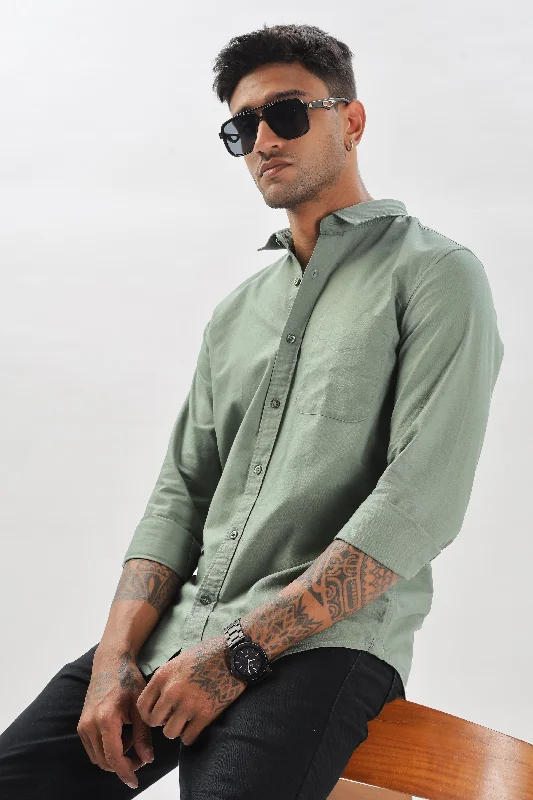 Men's Performance Shirts for Active LifestylesLight Green Regular Fit Plain Full Sleeve Shirt Men's Performance Shirts for Active LifestylesLight Green Regular Fit Plain Full Sleeve Shirt