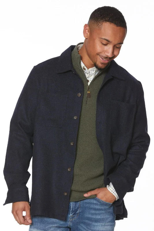 Men's Camouflage Shirts for an Outdoor AppealWool Blend Overshirt in Solid Navy by Viyella Men's Camouflage Shirts for an Outdoor AppealWool Blend Overshirt in Solid Navy by Viyella