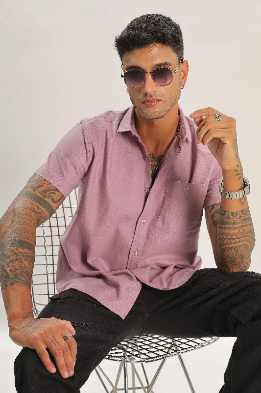 Breathable Men's Linen ShirtsPeach Half Sleeve Regular Fit Shirt