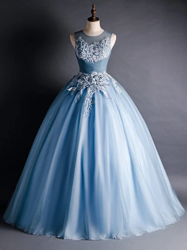 Denim DressBlue Tulle Appliques Beading Pleats Quinceanera Dress